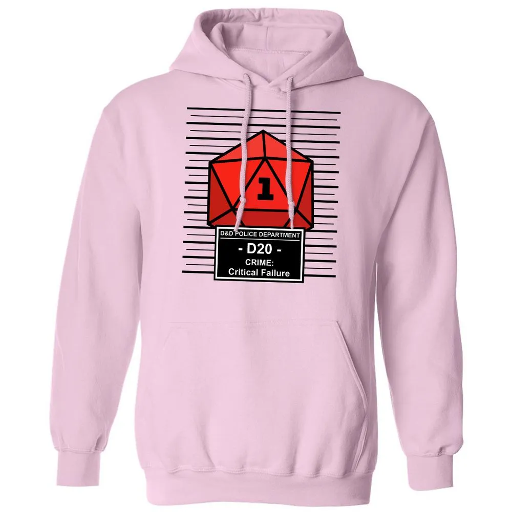 D20 Arrested For Critical Failure Classic Unisex Hoodie - Light Pink - 3