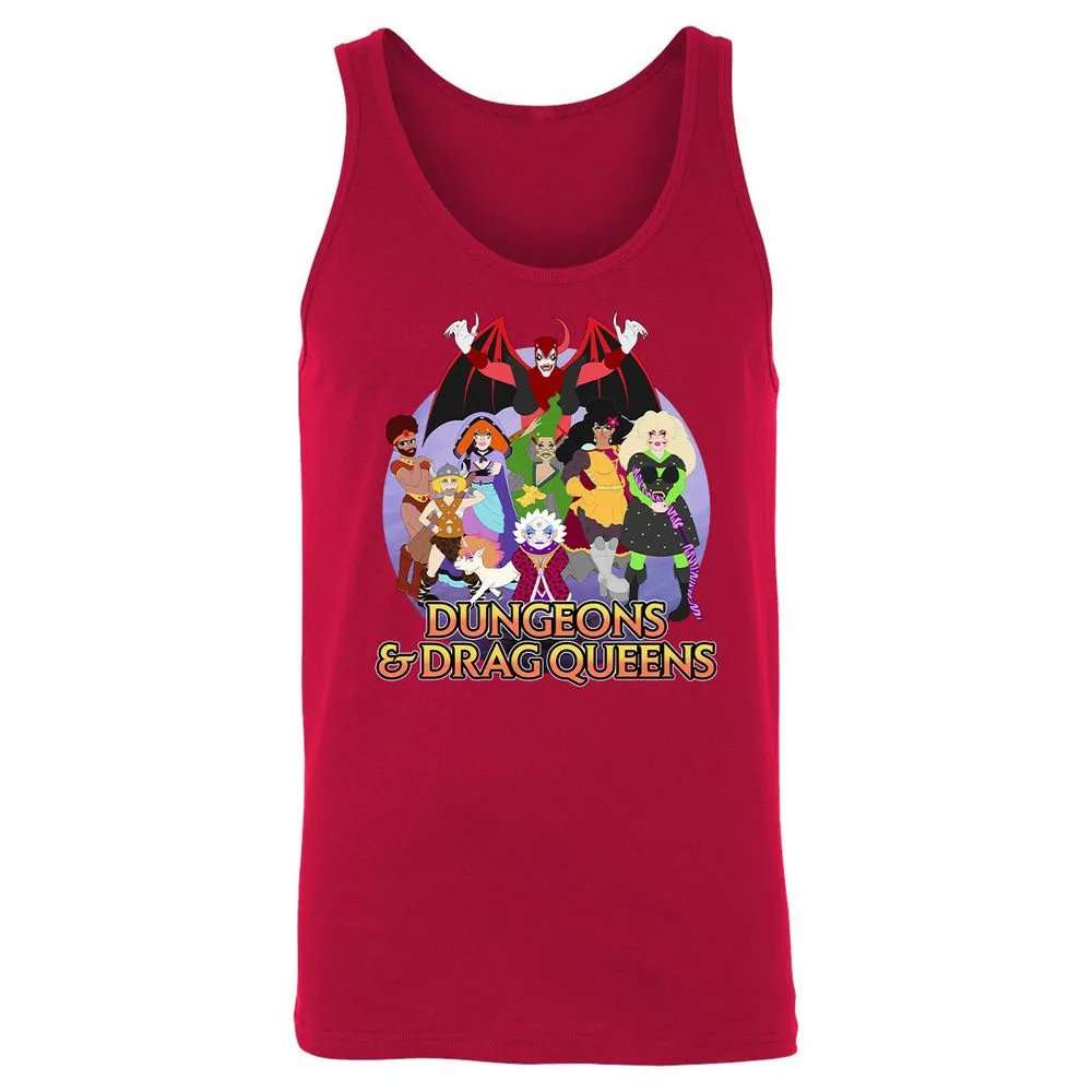 Dungeons n Drag Queens Cartoon Unisex Jersey Tank - Red - 11