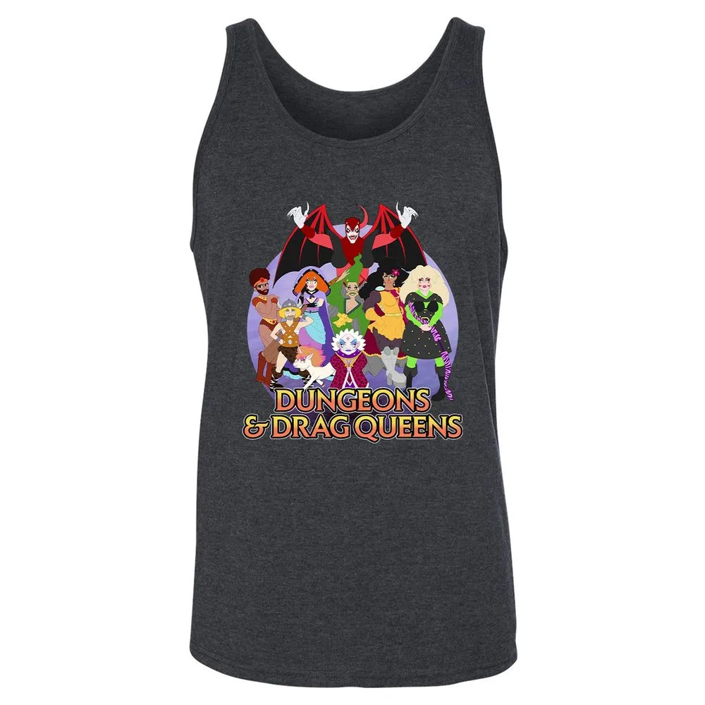 Dungeons n Drag Queens Cartoon Unisex Jersey Tank - Dark Grey Heather - 6