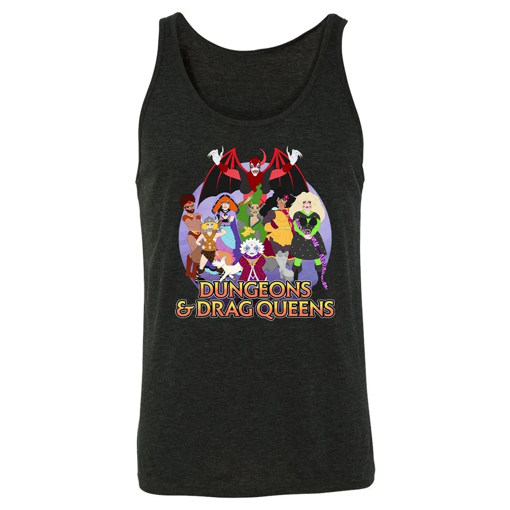 Dungeons n Drag Queens Cartoon Unisex Jersey Tank - Charcoal Black Triblend - 5