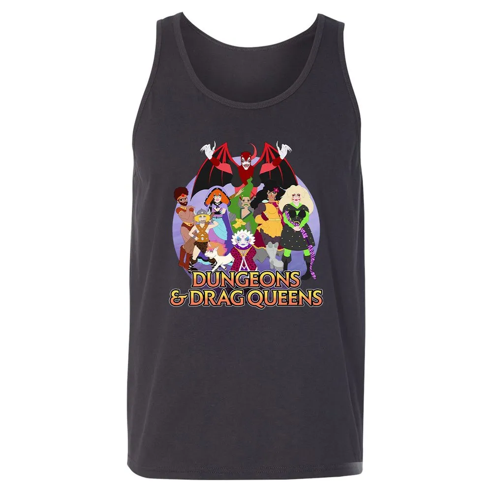 Dungeons n Drag Queens Cartoon Unisex Jersey Tank - Dark Grey - 7