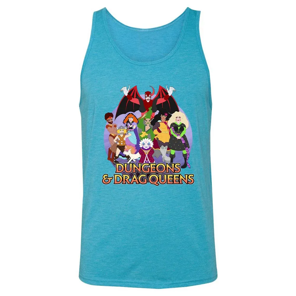 Dungeons n Drag Queens Cartoon Unisex Jersey Tank - Aqua Triblend - 3