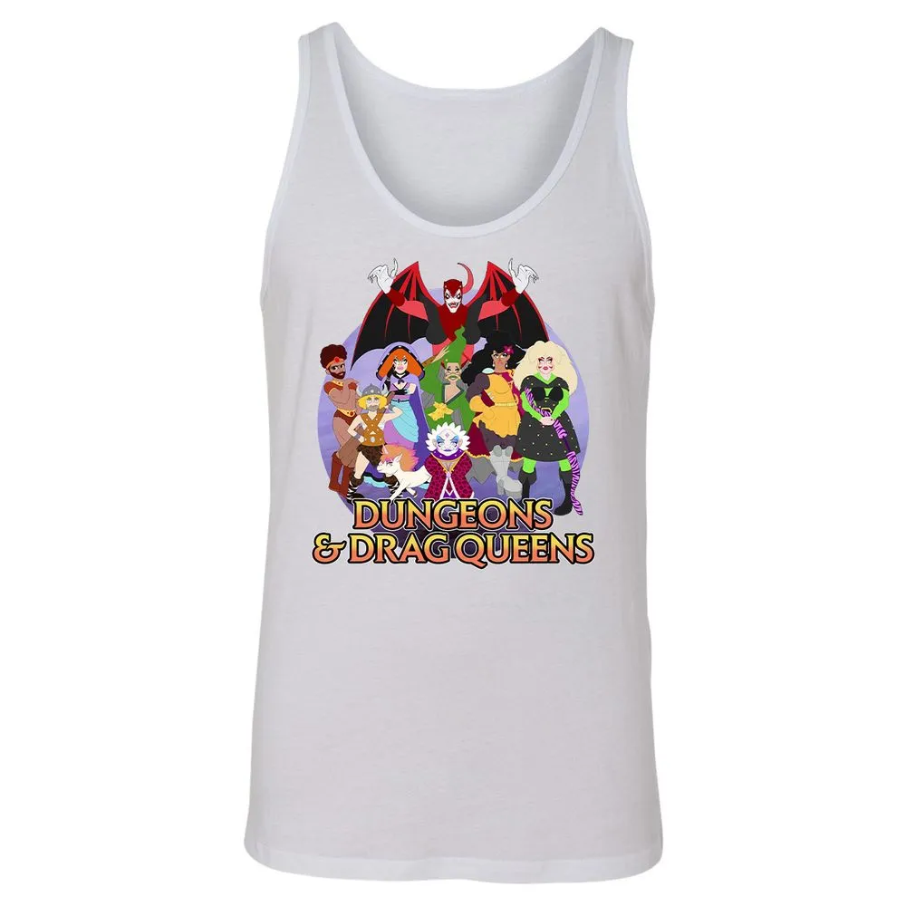 Dungeons n Drag Queens Cartoon Unisex Jersey Tank - White - 14