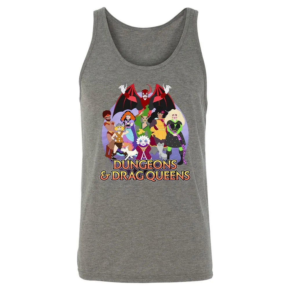 Dungeons n Drag Queens Cartoon Unisex Jersey Tank - Grey Triblend - 8