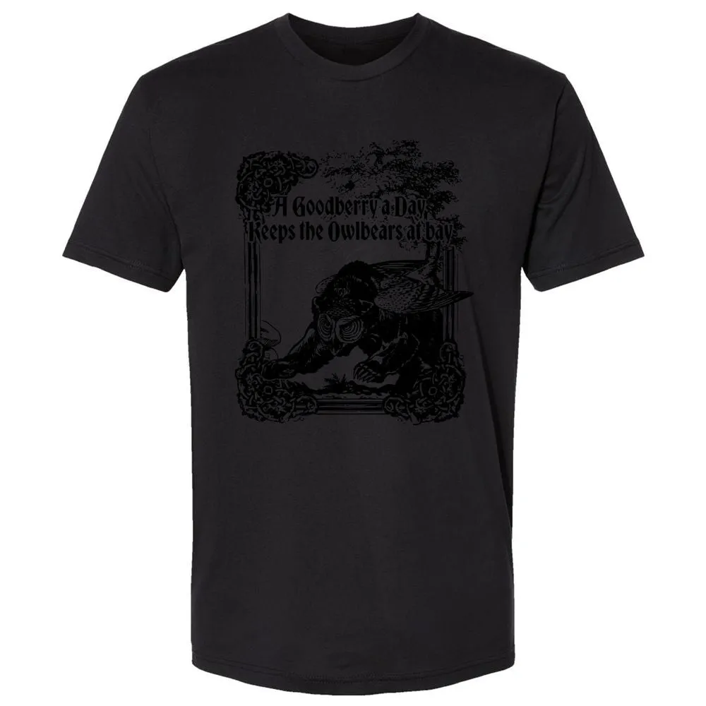 A Goodberry A Day Keeps The Owlbears At Bay Premium Unisex T-Shirt - Black - 16