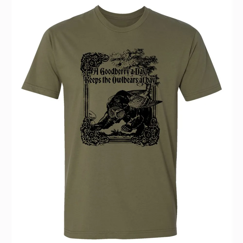 A Goodberry A Day Keeps The Owlbears At Bay Premium Unisex T-Shirt - Military Green - 5