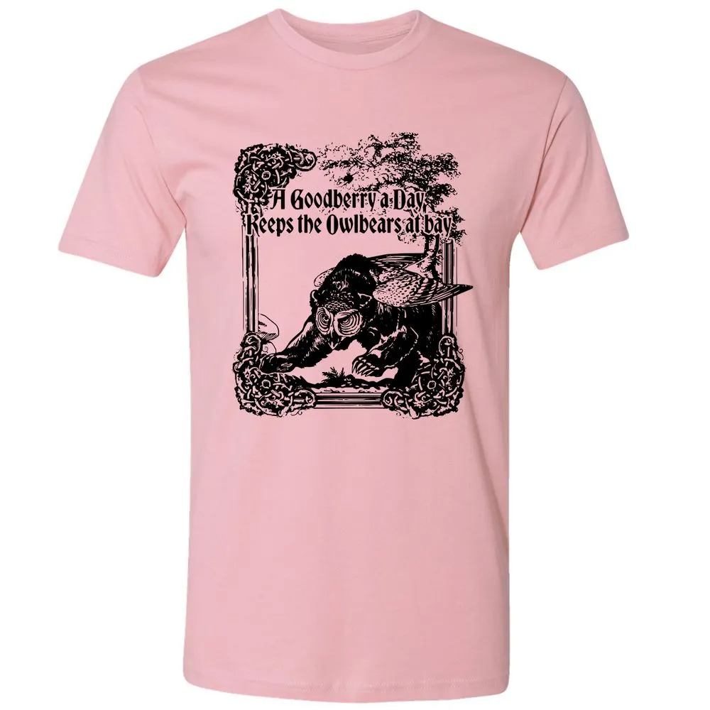 A Goodberry A Day Keeps The Owlbears At Bay Premium Unisex T-Shirt - Light Pink - 3