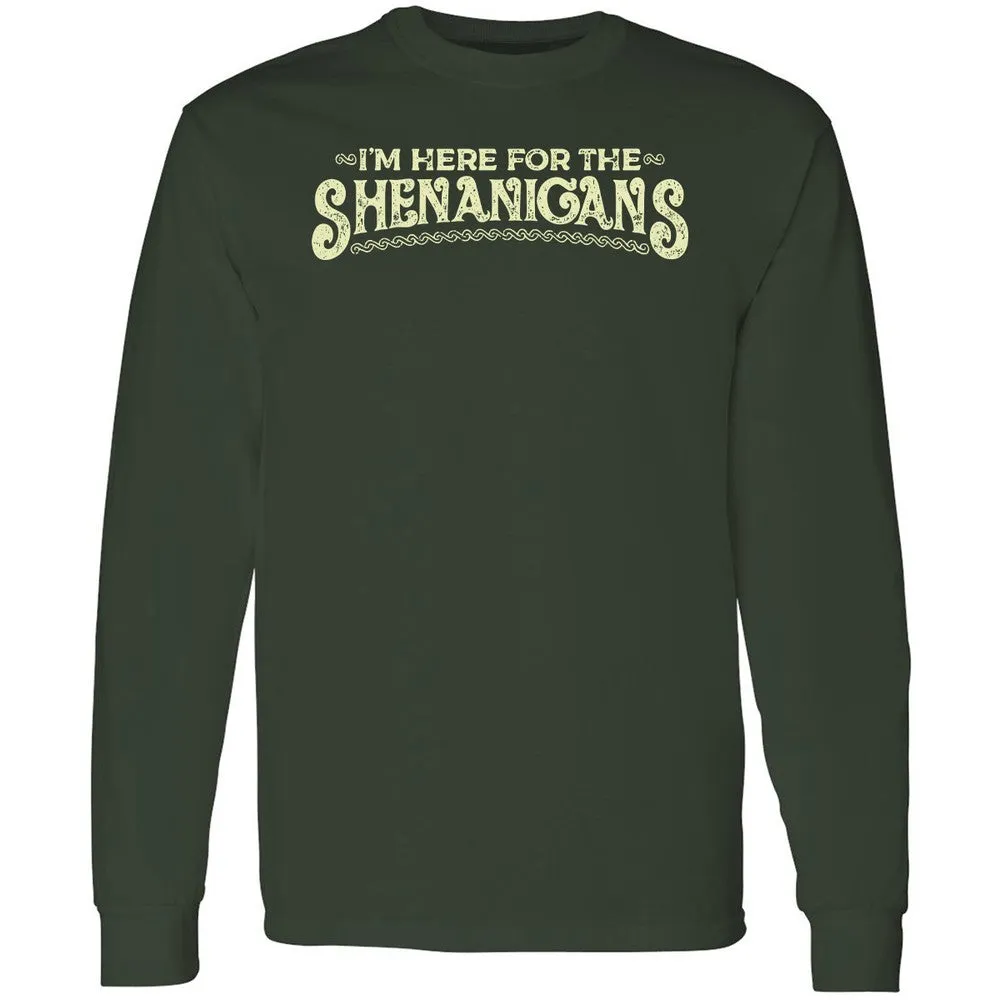 Here For The Shenanigans Long Sleeve T-Shirt - Forest Green - 4