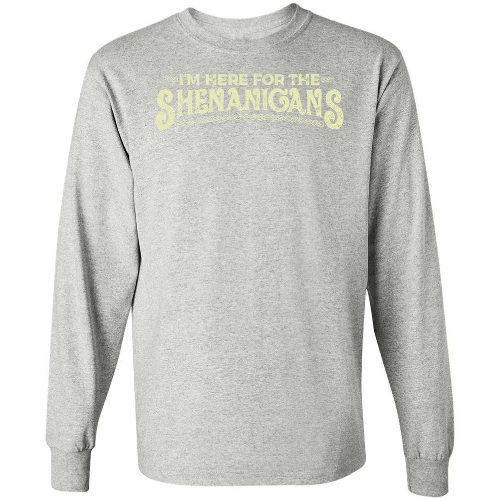 Here For The Shenanigans Long Sleeve T-Shirt - Ash - 7