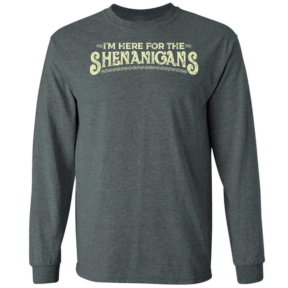 Here For The Shenanigans Long Sleeve T-Shirt - Dark Heather - 15