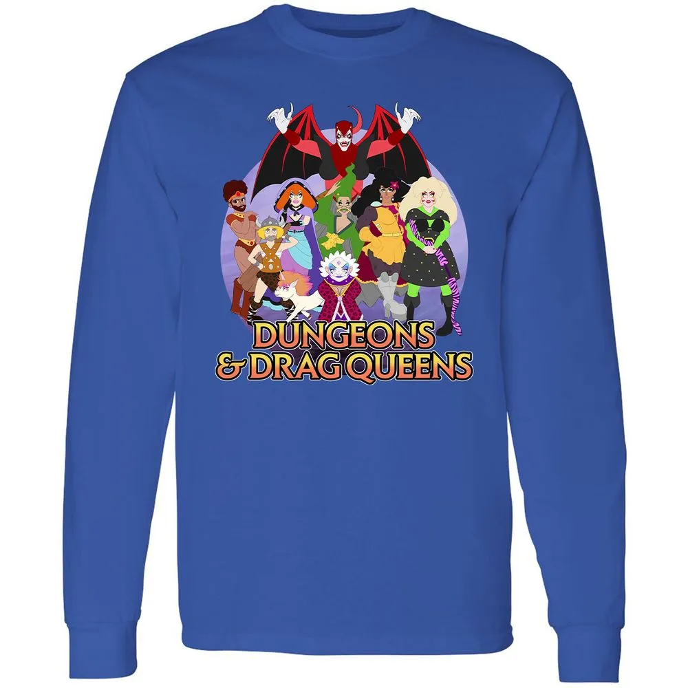 Dungeons n Drag Queens Cartoon Long Sleeve T-Shirt - Royal - 8