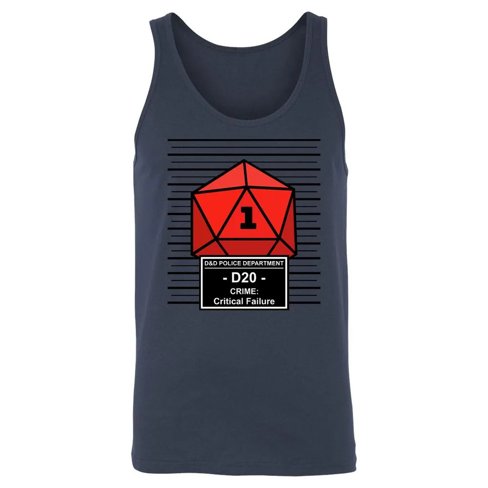 D20 Arrested For Critical Failure Unisex Jersey Tank - Navy - 8