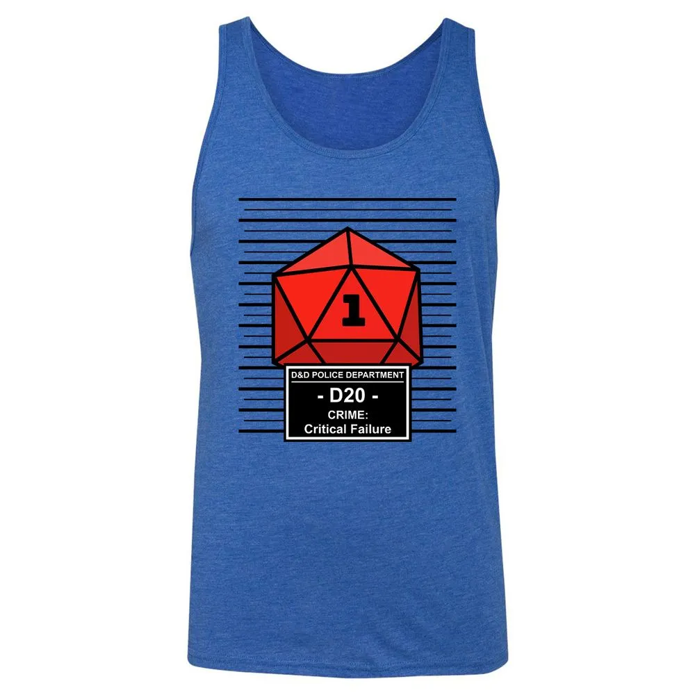 D20 Arrested For Critical Failure Unisex Jersey Tank - True Royal Triblend - 12