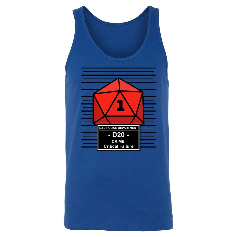D20 Arrested For Critical Failure Unisex Jersey Tank - True Royal - 13