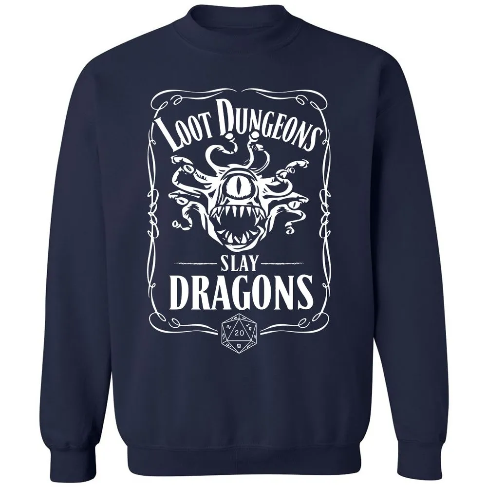 Loot Dungeon Slay Dragons Classic Unisex Sweatshirt - Navy - 2
