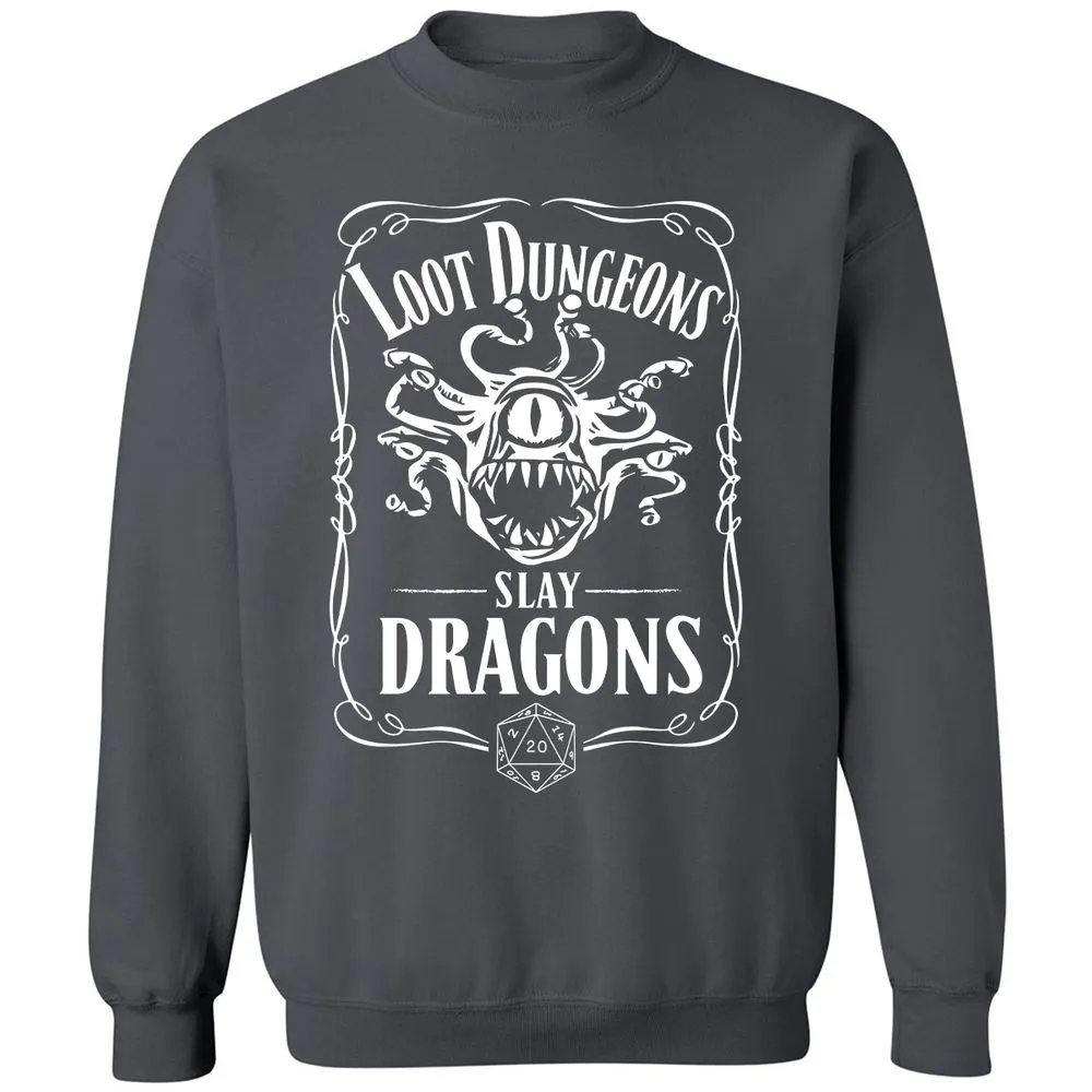 Loot Dungeon Slay Dragons Classic Unisex Sweatshirt - Charcoal - 7