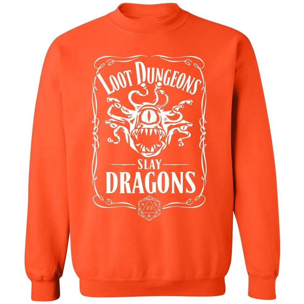 Loot Dungeon Slay Dragons Classic Unisex Sweatshirt - Orange - 10