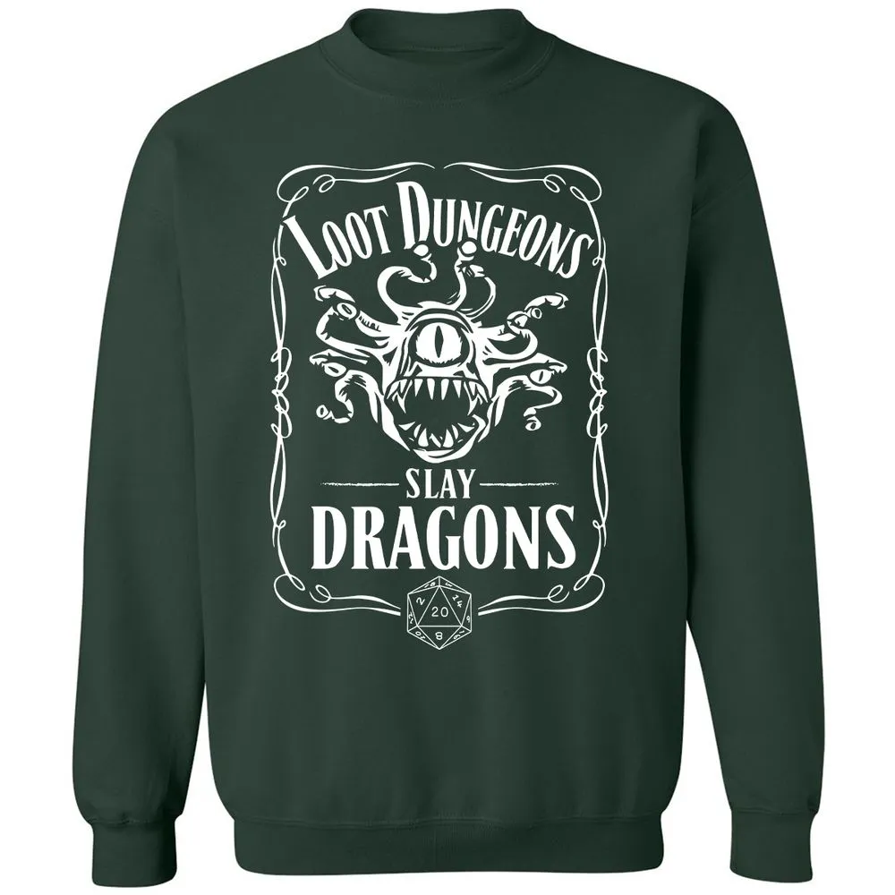 Loot Dungeon Slay Dragons Classic Unisex Sweatshirt - Forest Green - 4