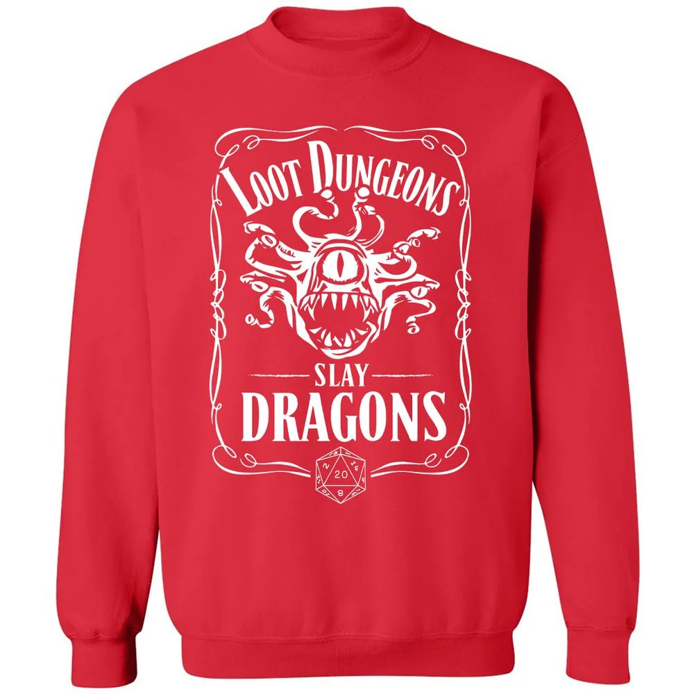 Loot Dungeon Slay Dragons Classic Unisex Sweatshirt - Red - 5