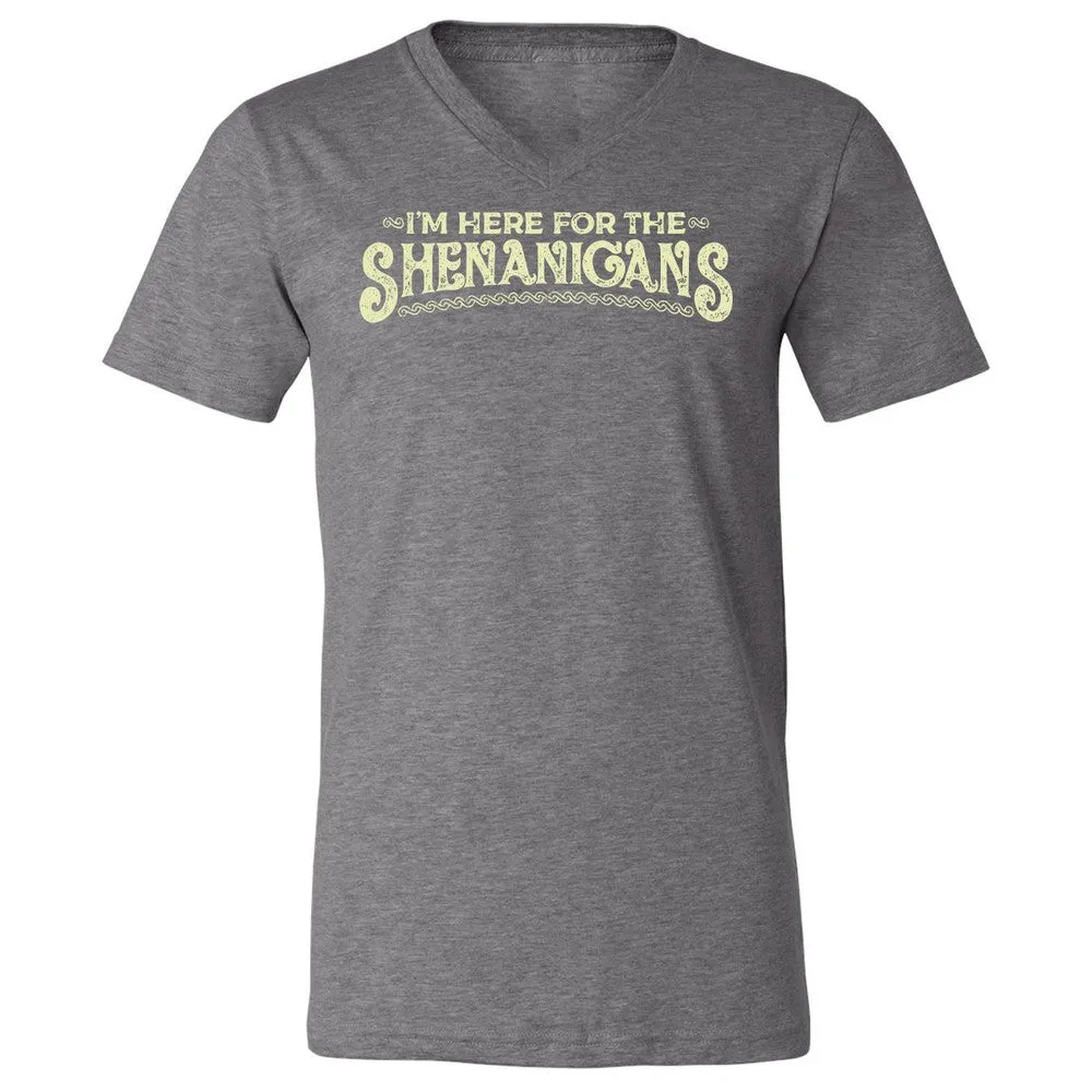 Here For The Shenanigans Unisex V-Neck T-Shirt - Deep Heather - 13