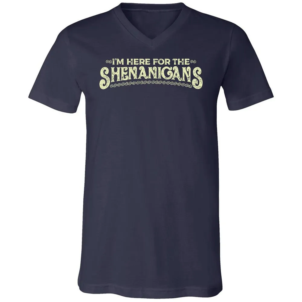 Here For The Shenanigans Unisex V-Neck T-Shirt - Navy - 2