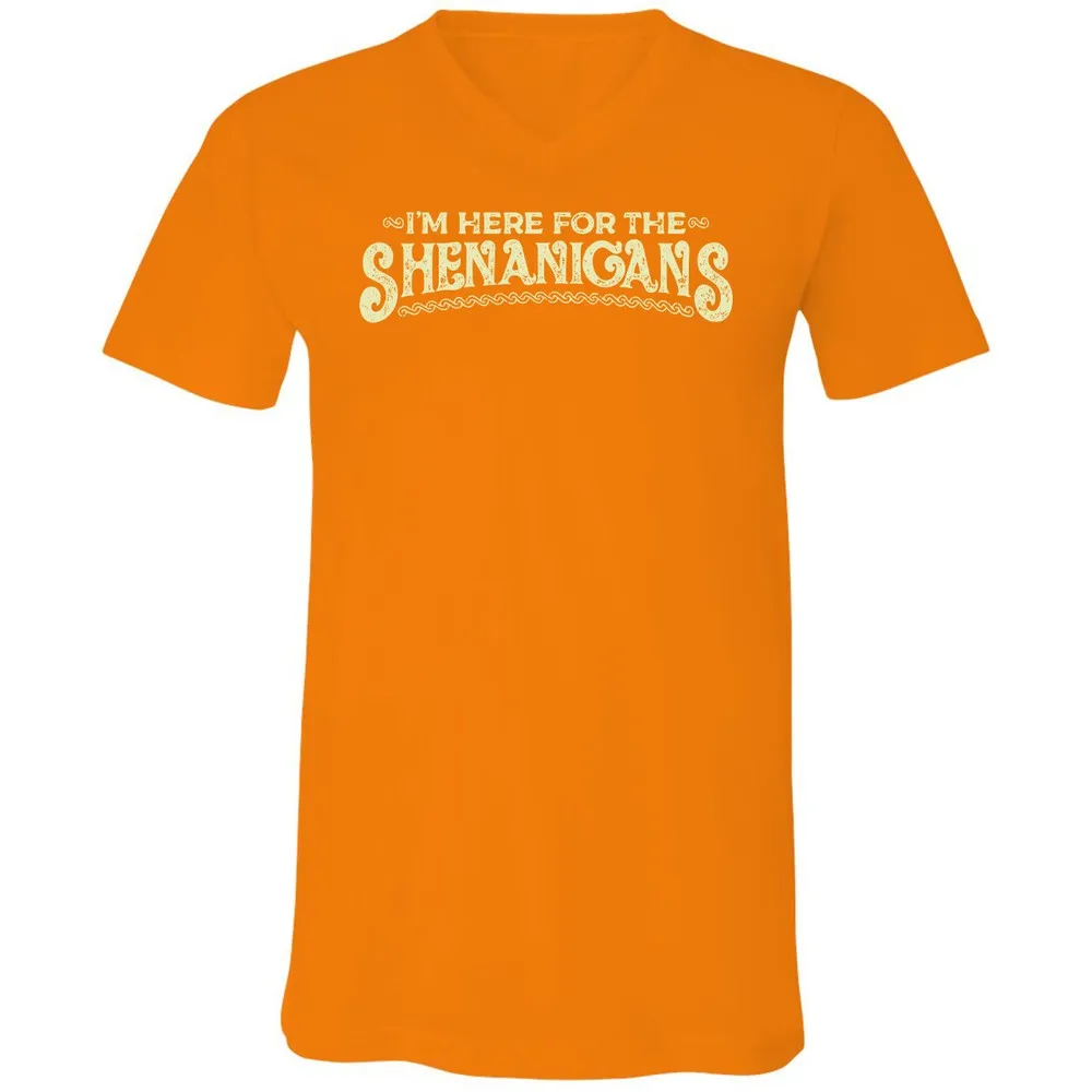 Here For The Shenanigans Unisex V-Neck T-Shirt - Orange - 11