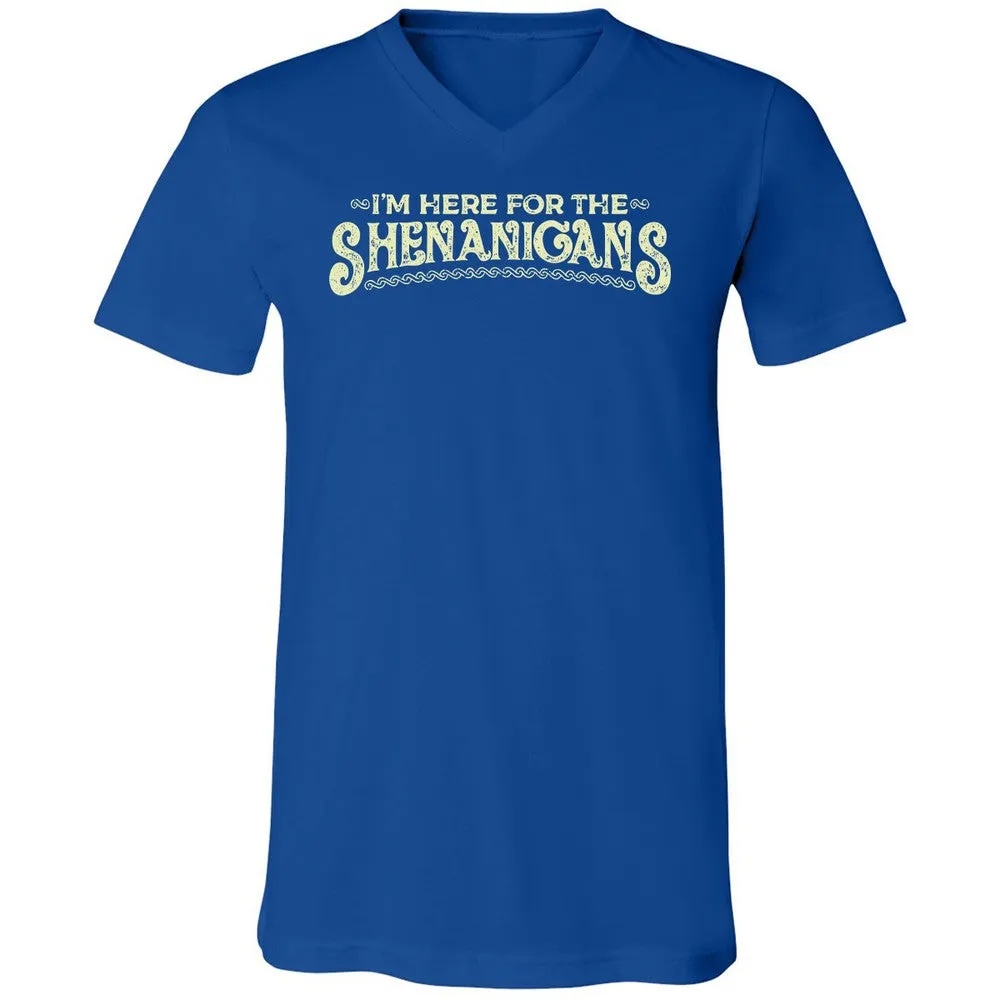 Here For The Shenanigans Unisex V-Neck T-Shirt - True Royal - 4