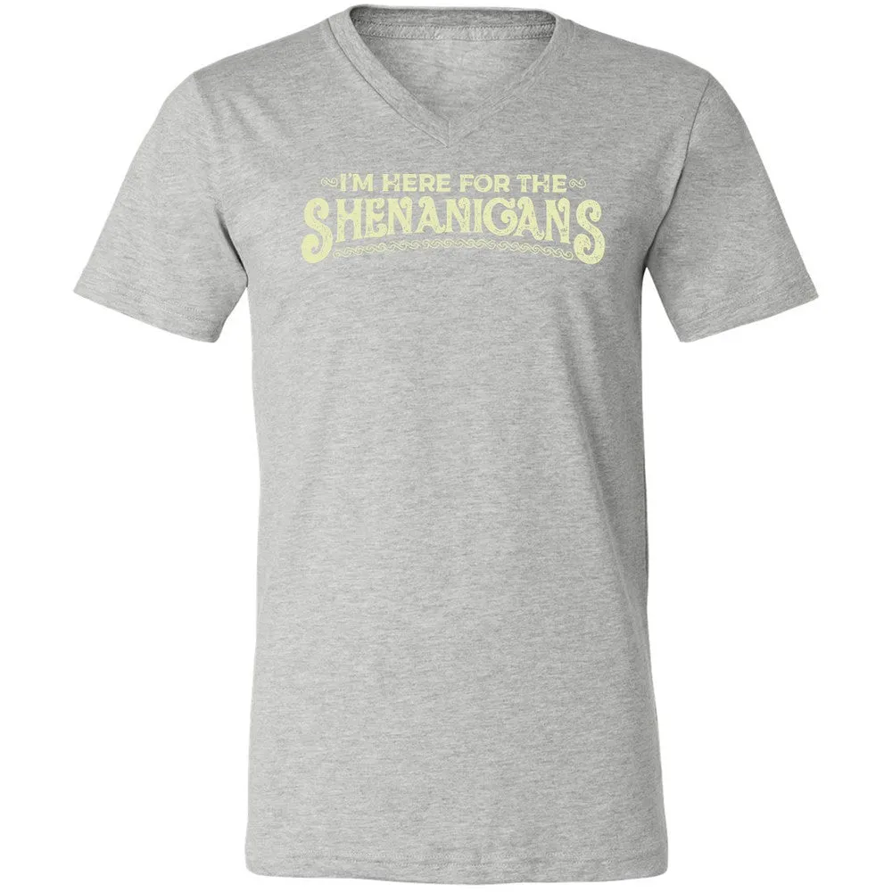 Here For The Shenanigans Unisex V-Neck T-Shirt - Athletic Heather - 7
