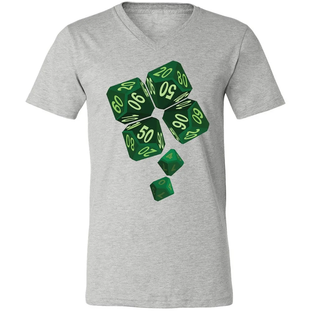 Dice Clover Unisex V-Neck T-Shirt - Athletic Heather - 7