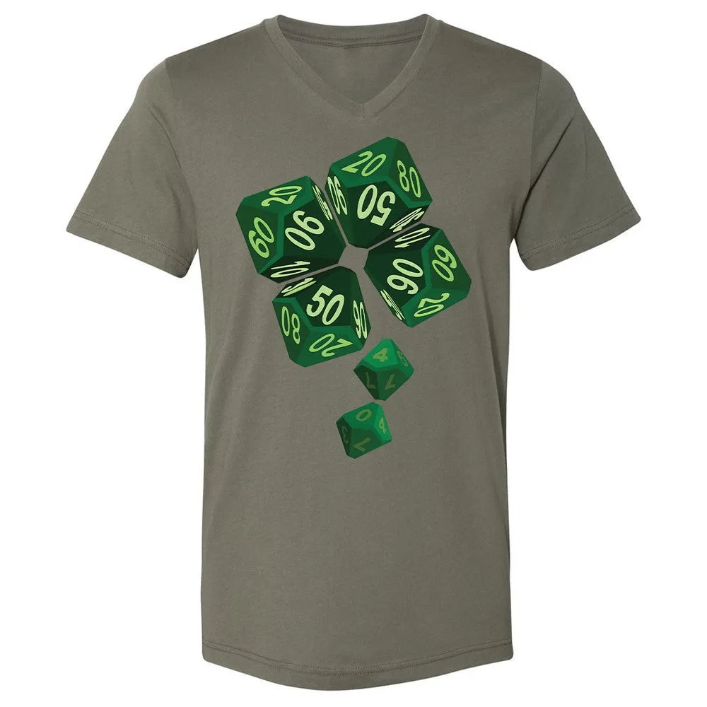 Dice Clover Unisex V-Neck T-Shirt - Military Green - 10