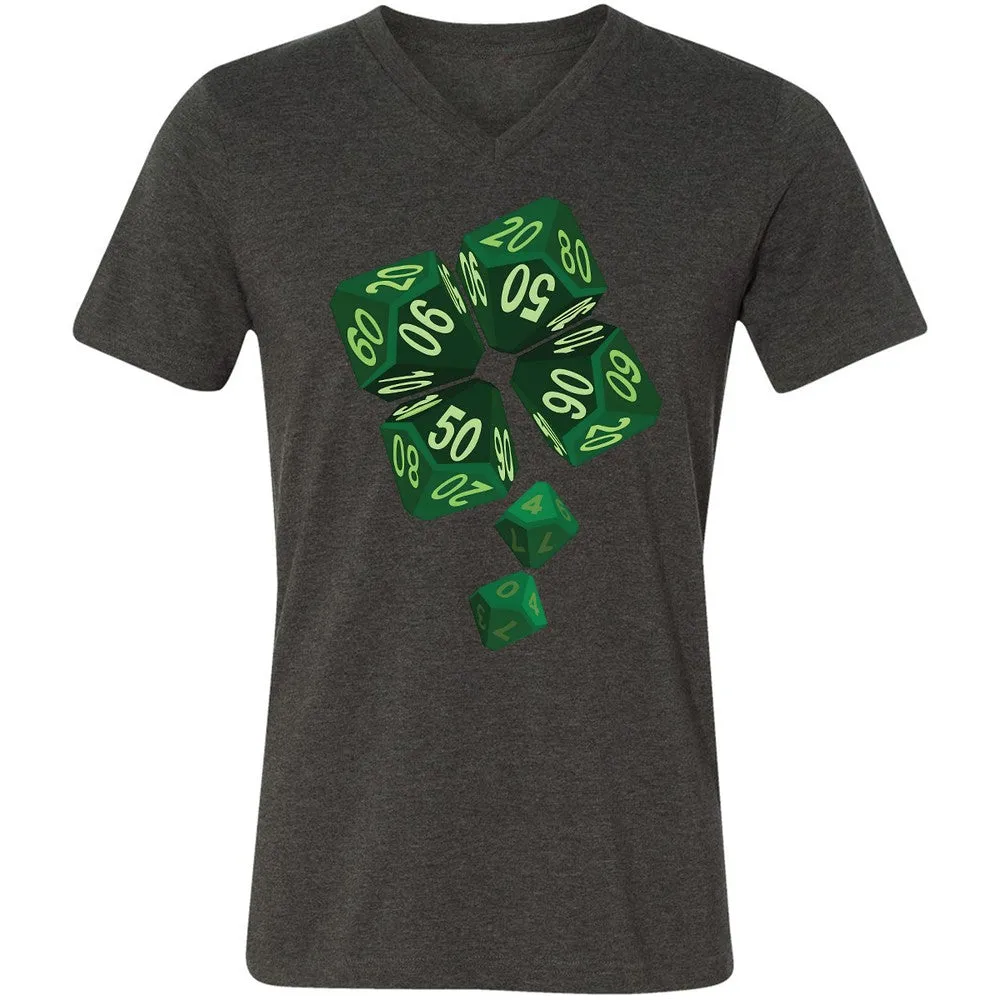 Dice Clover Unisex V-Neck T-Shirt - Dark Grey Heather - 8