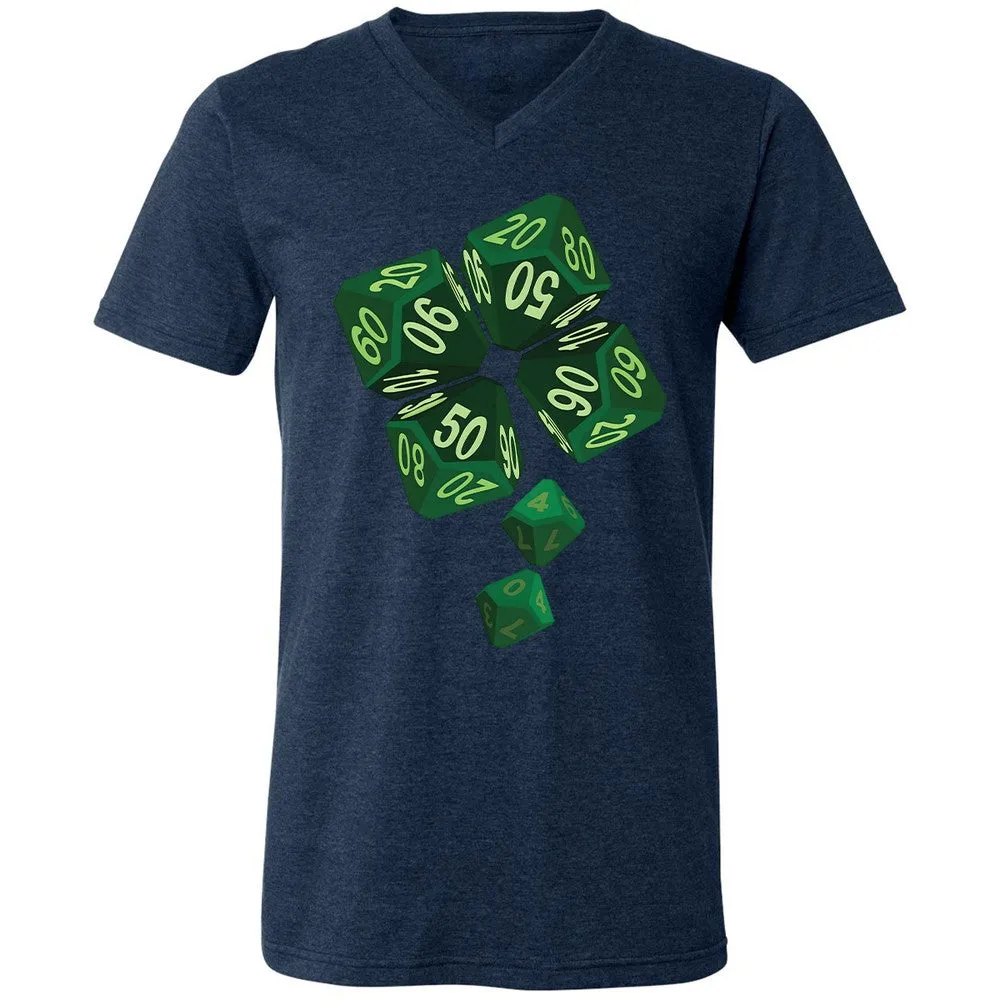 Dice Clover Unisex V-Neck T-Shirt - Heather Navy - 15