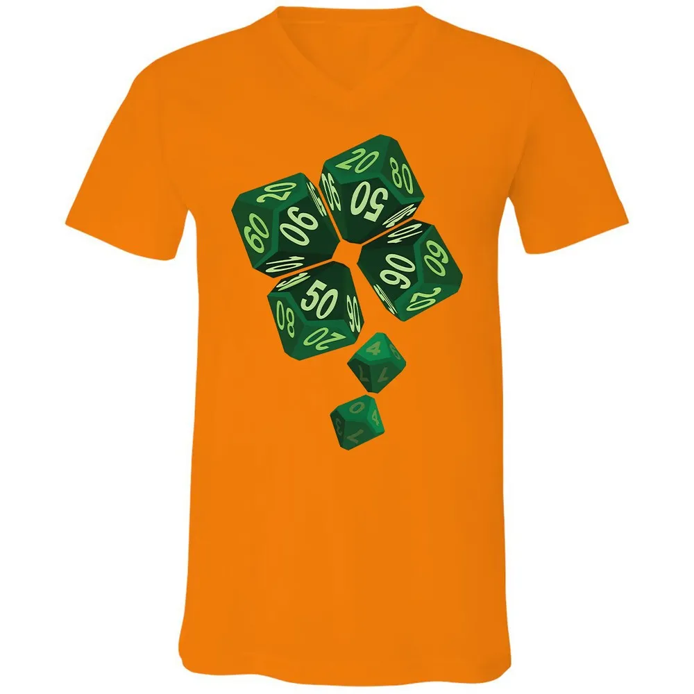 Dice Clover Unisex V-Neck T-Shirt - Orange - 11