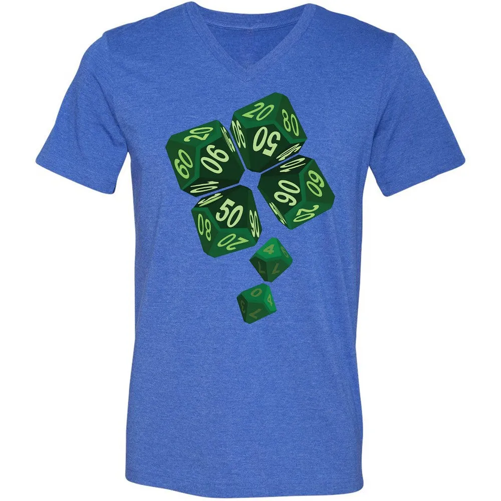 Dice Clover Unisex V-Neck T-Shirt - Heather True Royal - 14