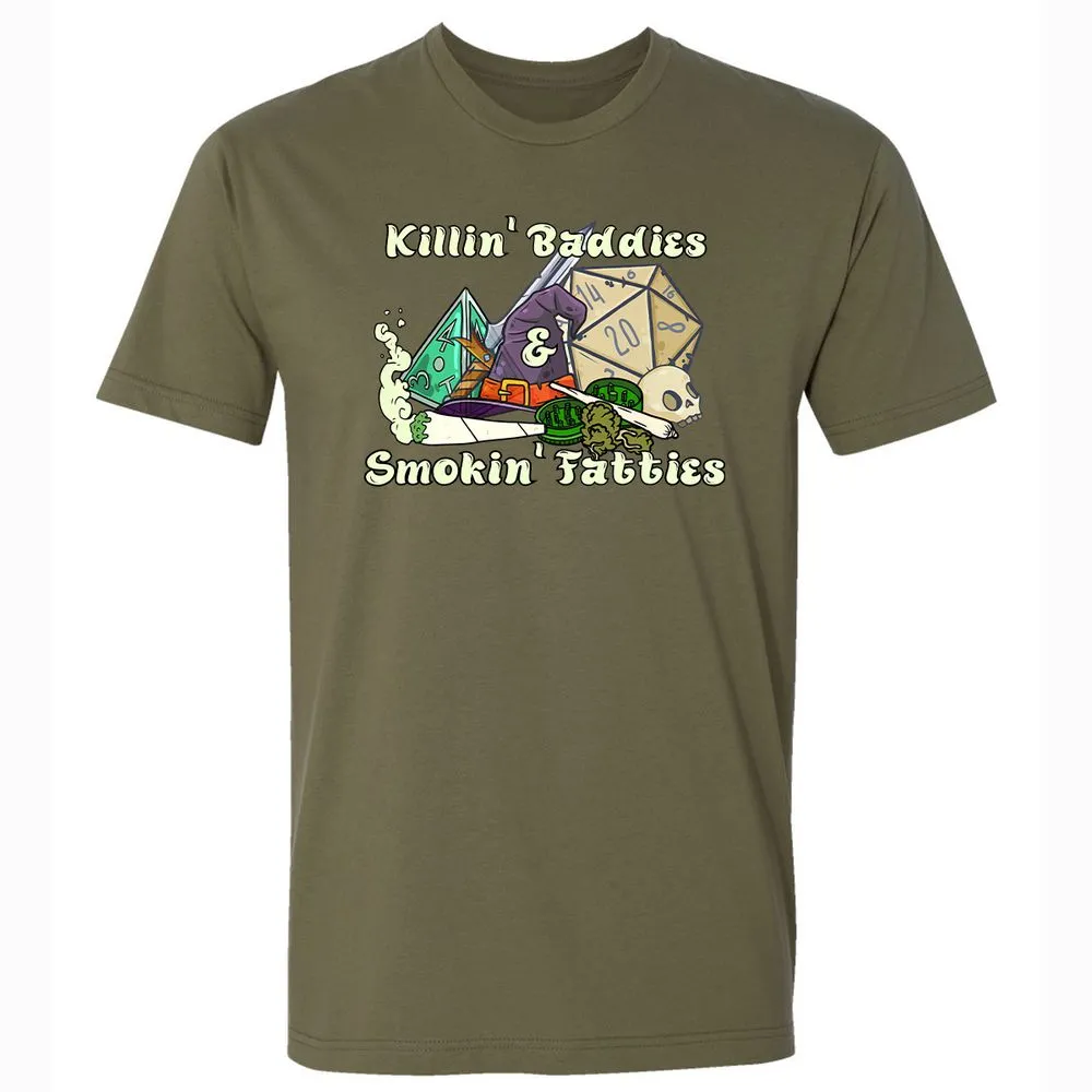 Killin' Baddies Smokin' Fatties Premium Unisex T-Shirt - Military Green - 5
