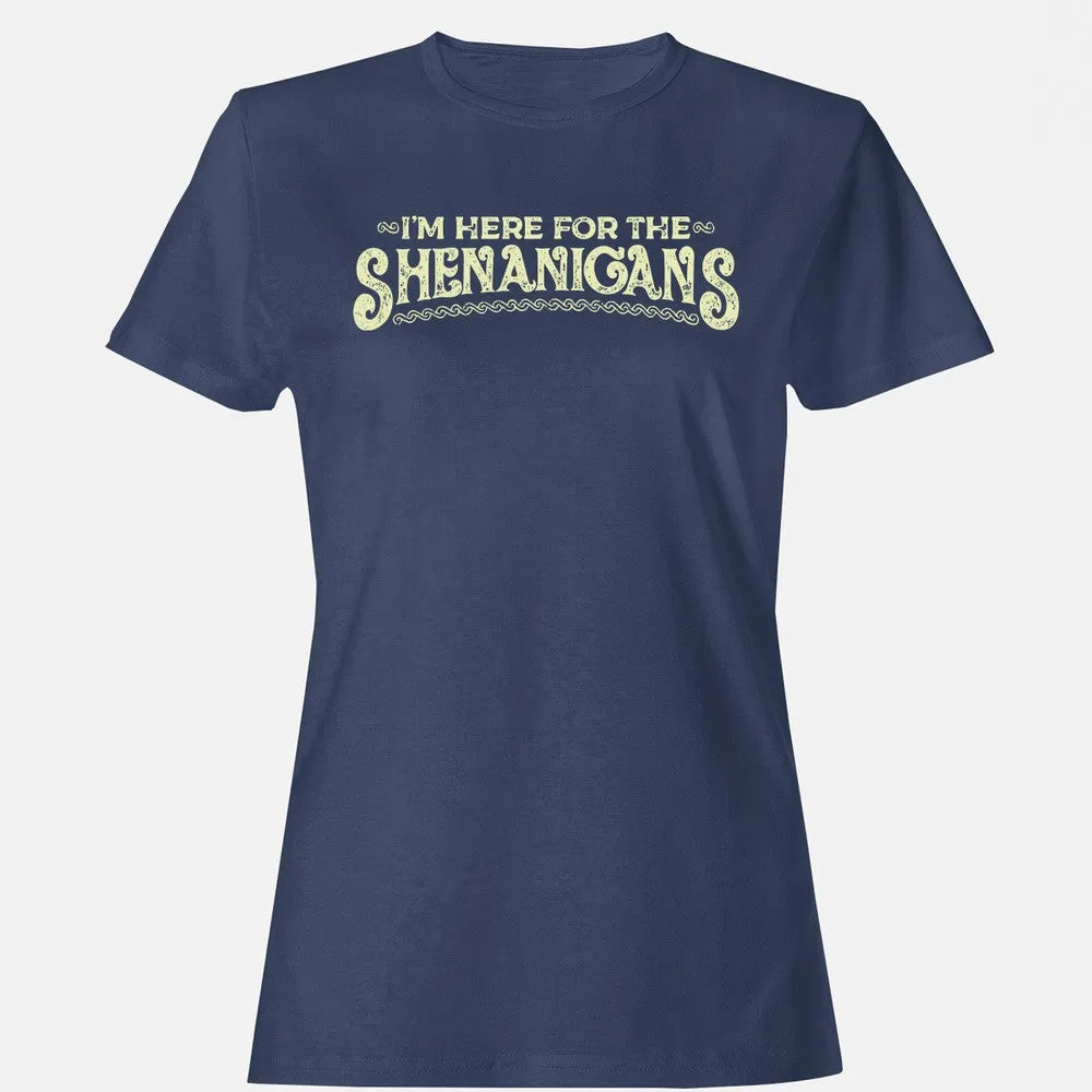 Here For The Shenanigans Women's T-Shirt - Navy - 10
