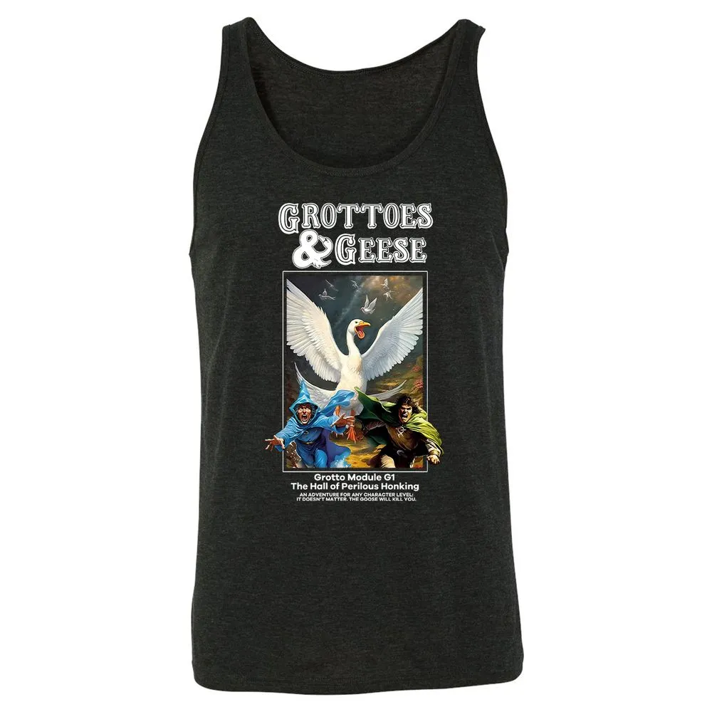Grottoes & Geese Unisex Jersey Tank - Charcoal Black Triblend - 5