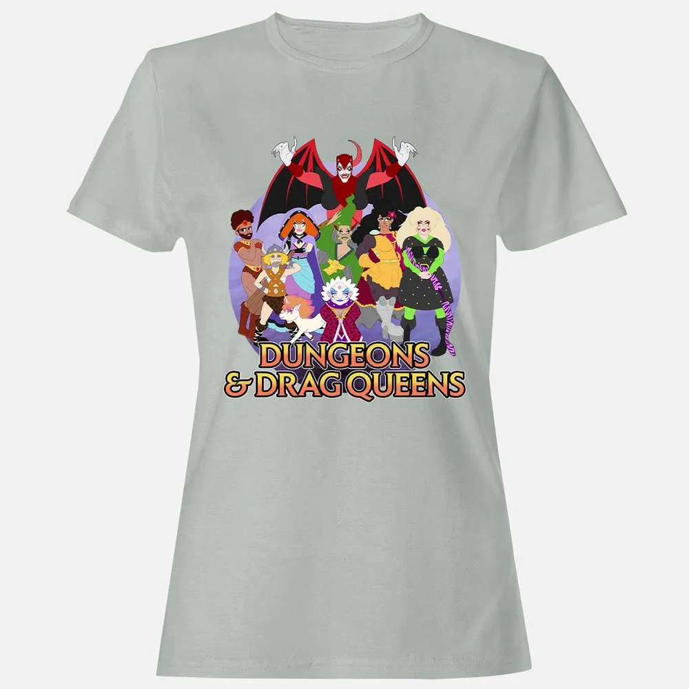 Dungeons n Drag Queens Cartoon Women's T-Shirt - Ash - 2