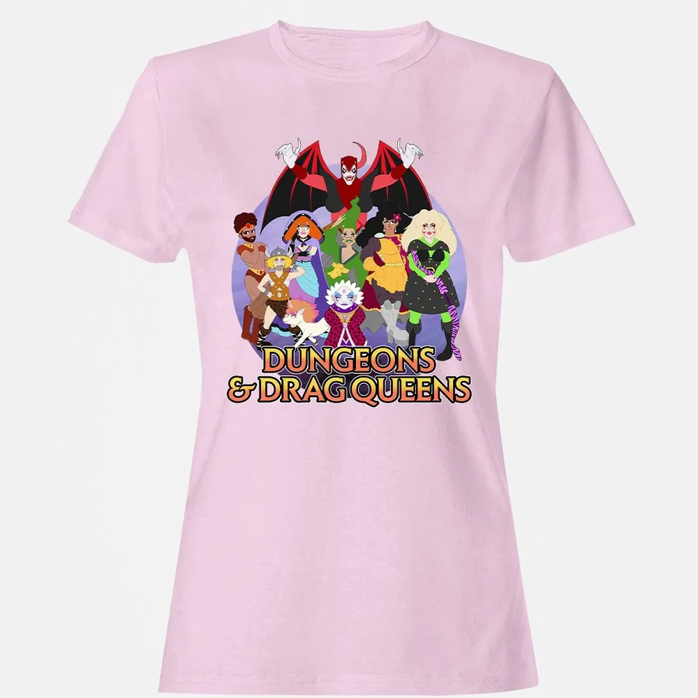 Dungeons n Drag Queens Cartoon Women's T-Shirt - Light Pink - 9