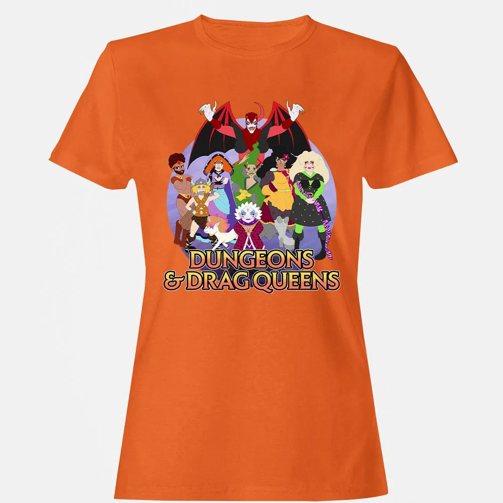 Dungeons n Drag Queens Cartoon Women's T-Shirt - Orange - 11