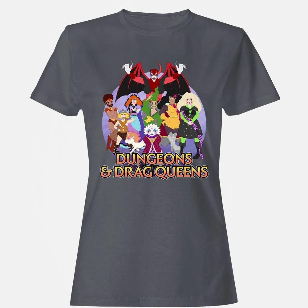 Dungeons n Drag Queens Cartoon Women's T-Shirt - Dark Heather - 5