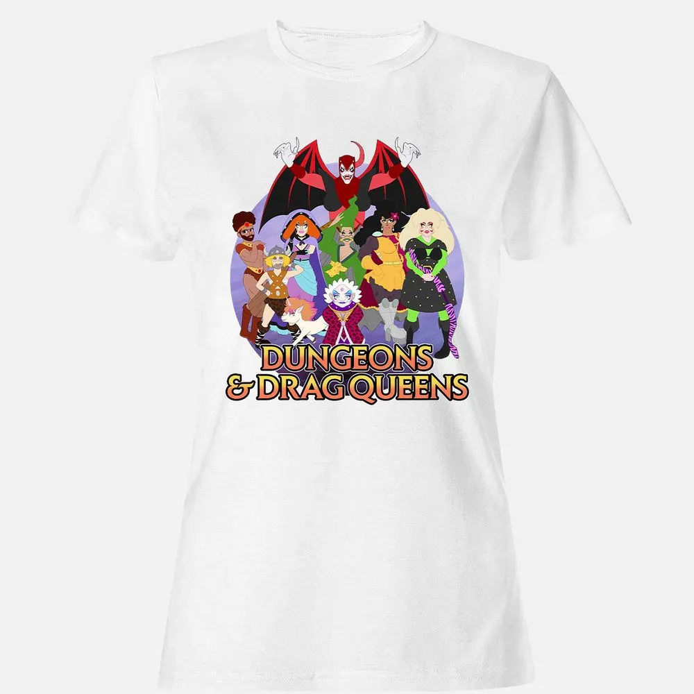 Dungeons n Drag Queens Cartoon Women's T-Shirt - White - 16