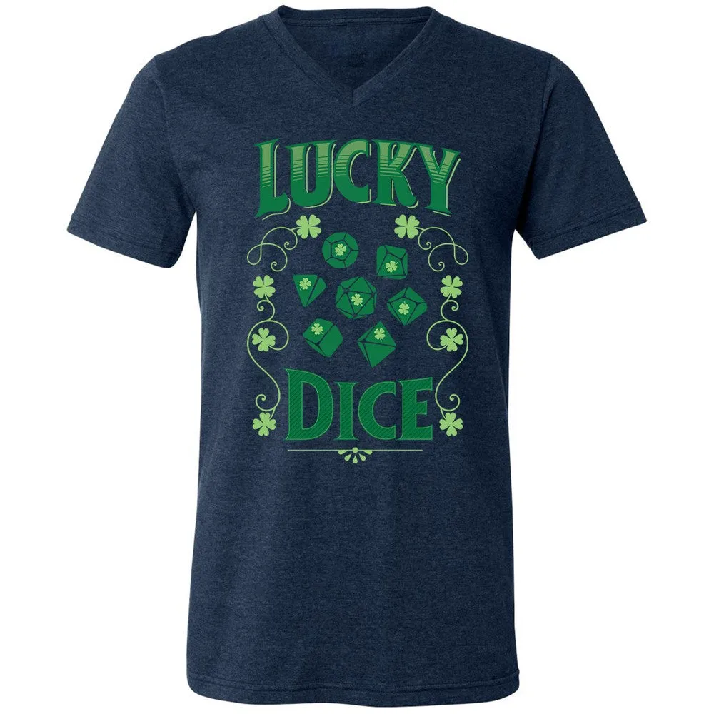 Lucky Dice Unisex V-Neck T-Shirt - Heather Navy - 15