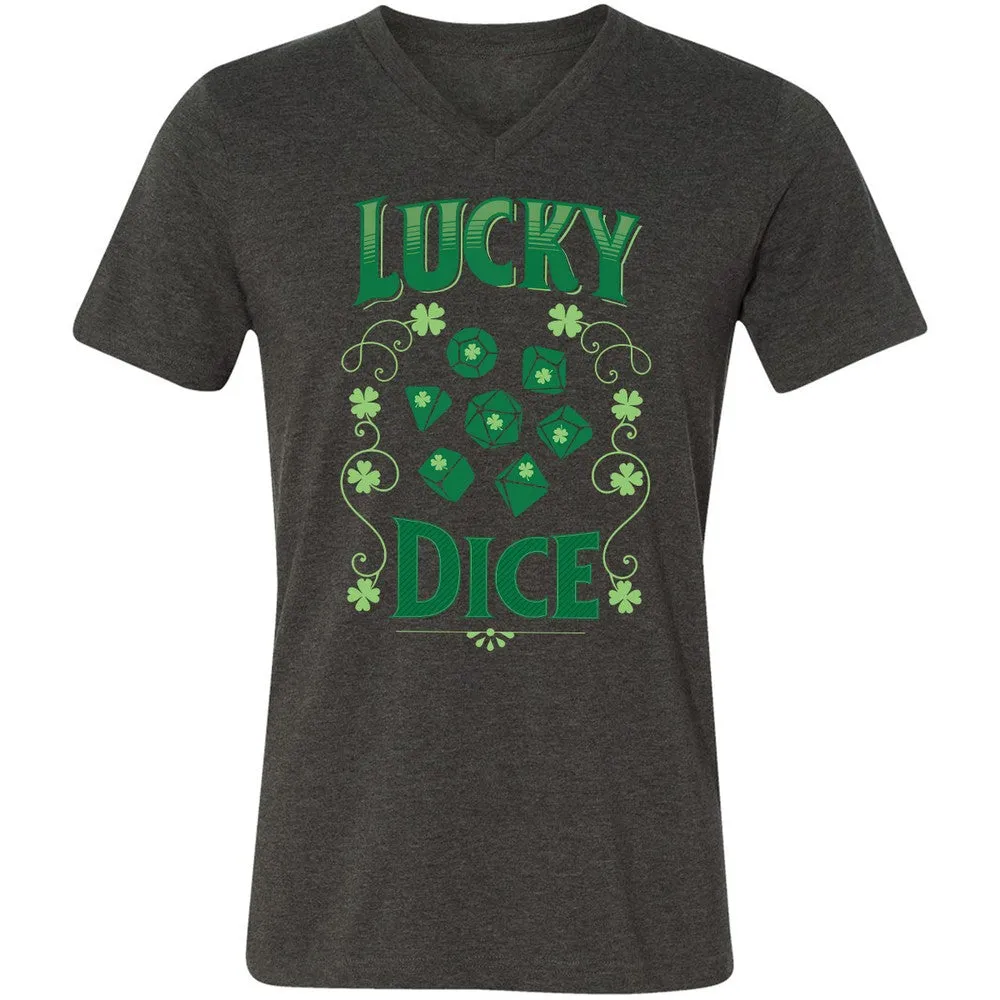 Lucky Dice Unisex V-Neck T-Shirt - Dark Grey Heather - 8