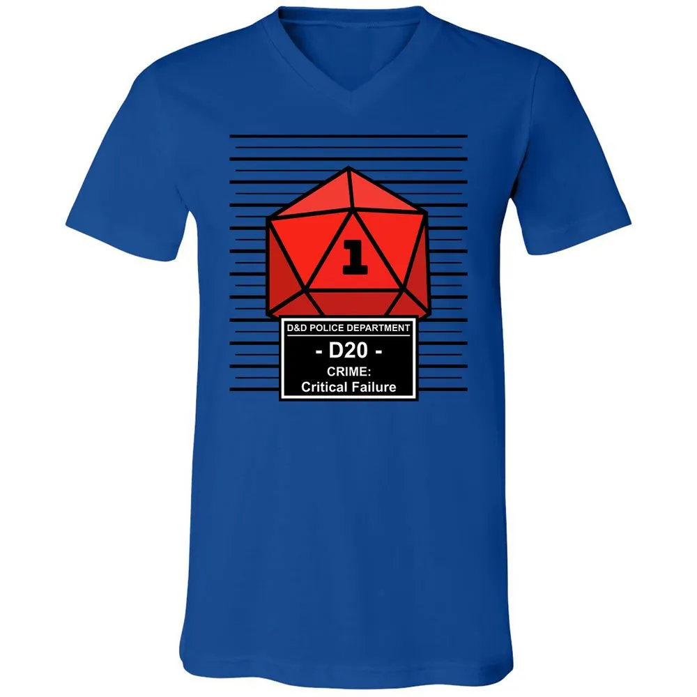 D20 Arrested For Critical Failure Unisex V-Neck T-Shirt - True Royal - 4