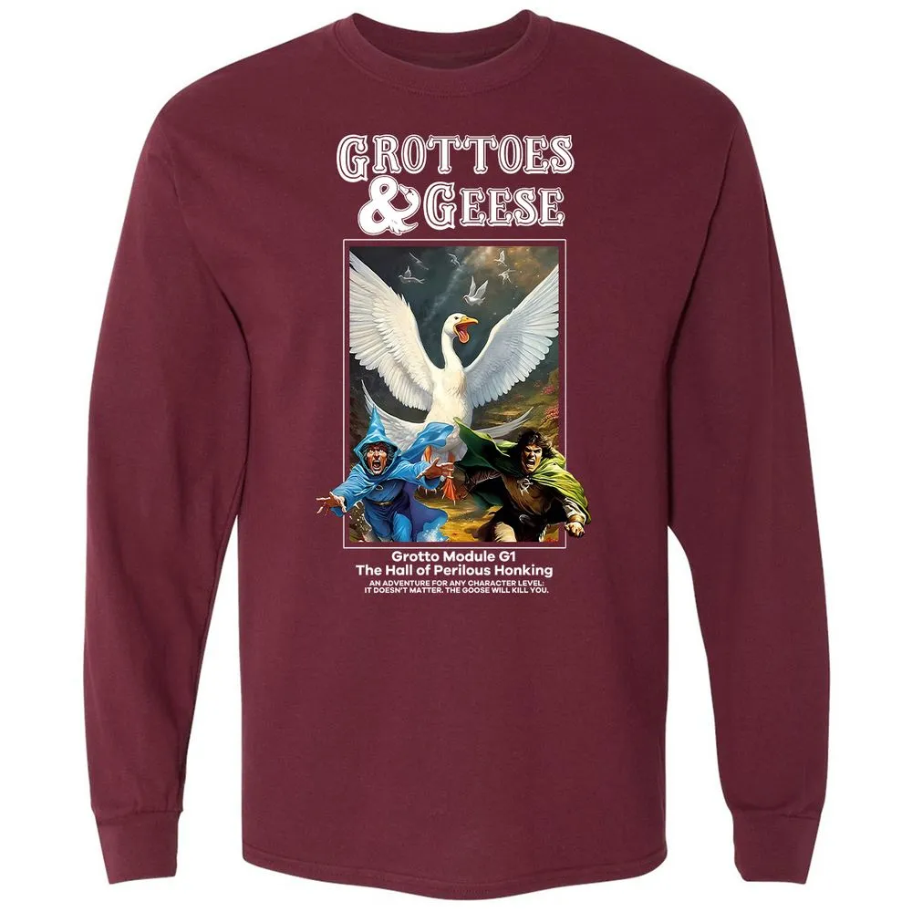 Grottoes & Geese Long Sleeve T-Shirt - Maroon - 11