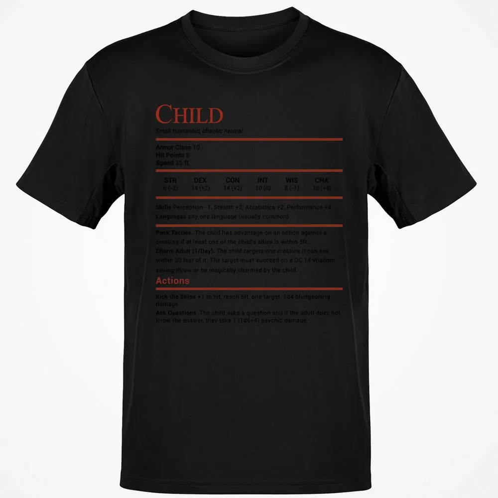 Child Stats Classic Unisex T-Shirt - Black - 12
