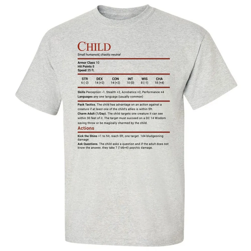 Child Stats Classic Unisex T-Shirt - Ash - 2