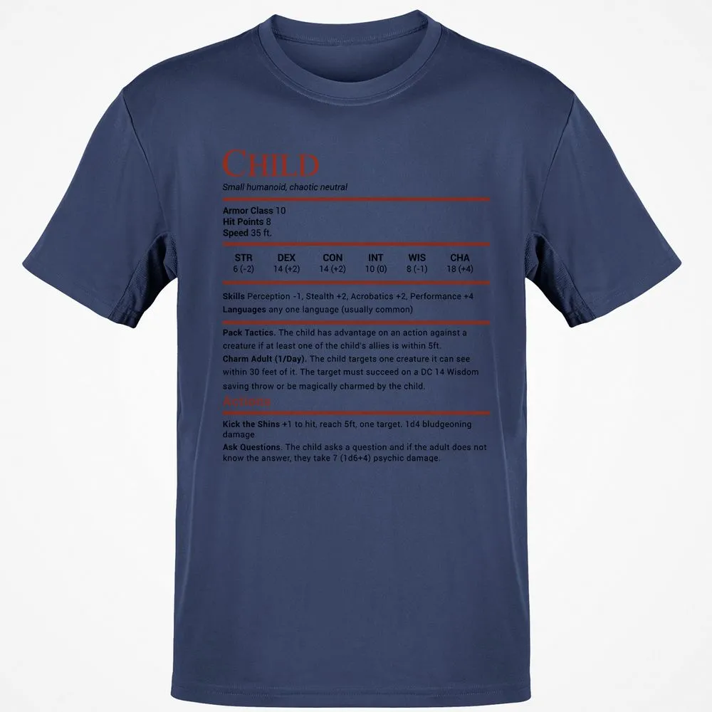Child Stats Classic Unisex T-Shirt - Navy - 7
