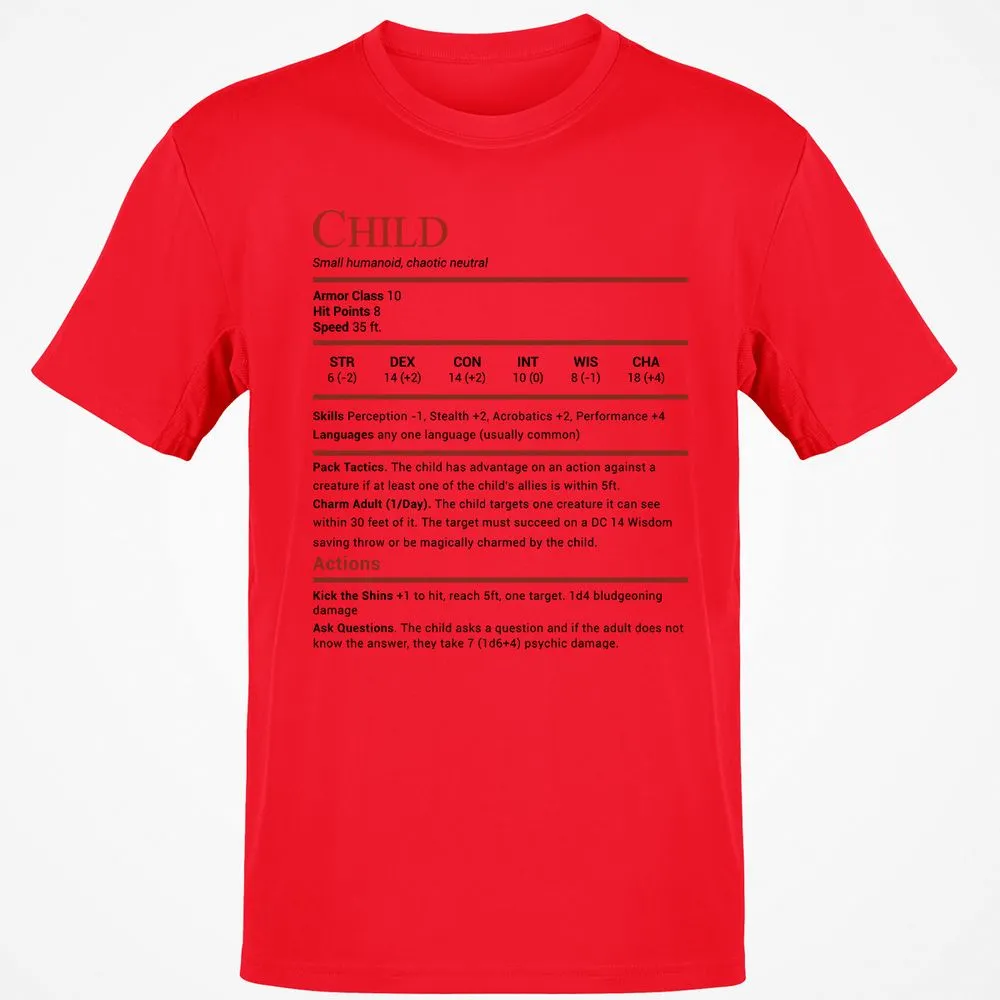 Child Stats Classic Unisex T-Shirt - Red - 10